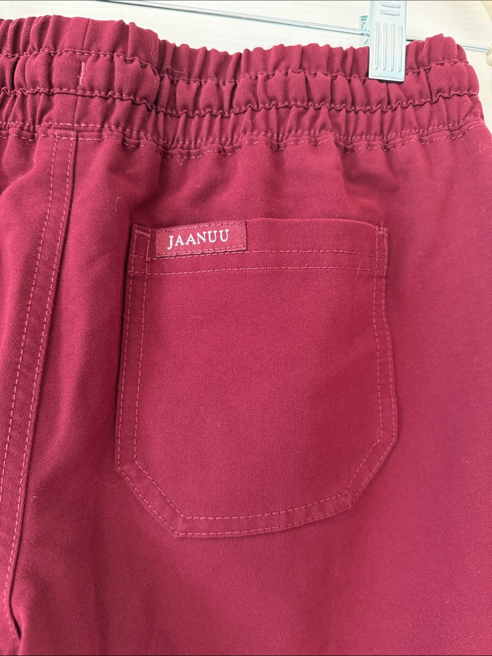Jaanuu Wine Red Women's Jogger Scrub Pants - Picture 6 of 11